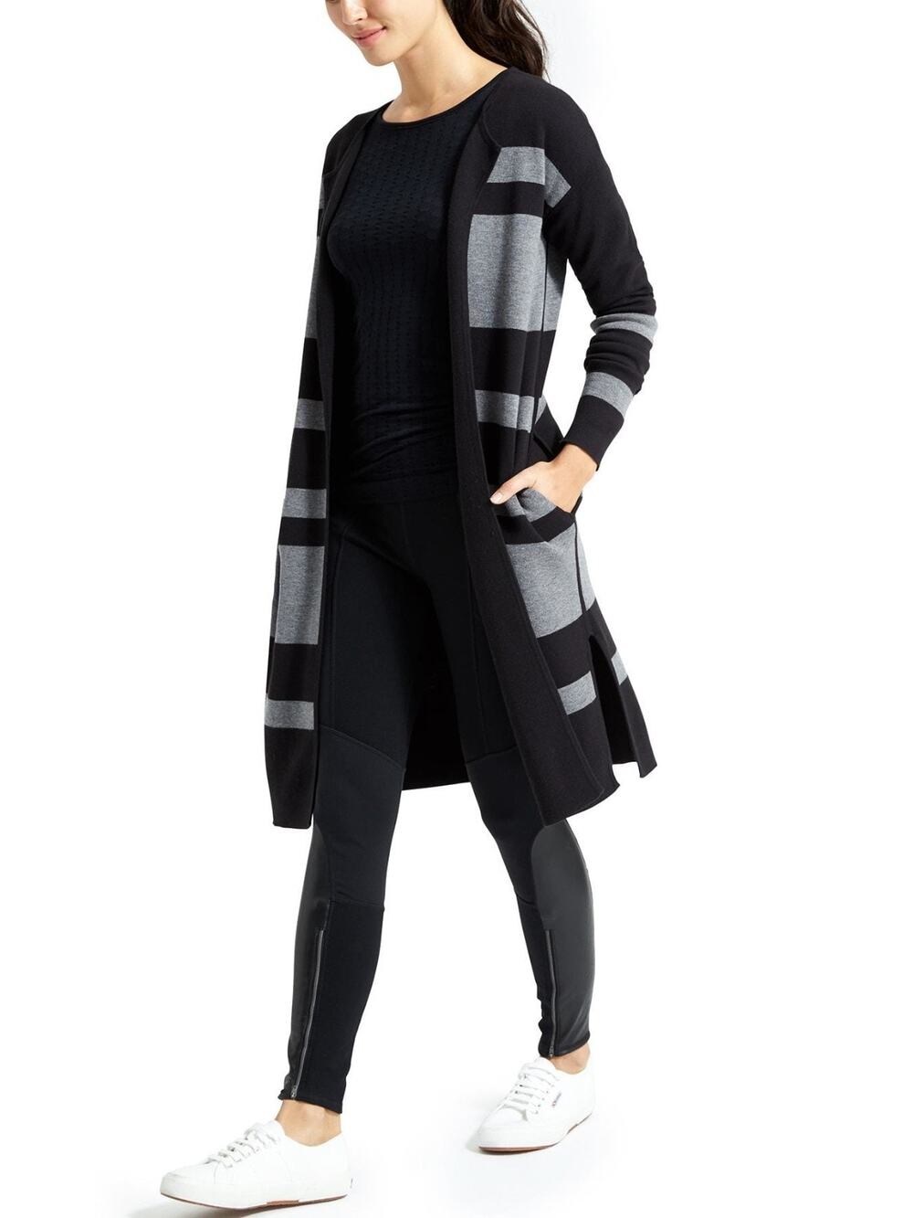 Athleta Reversible Explore Sweater,Black/Grey Heather SIZE XXS #591483 T0320